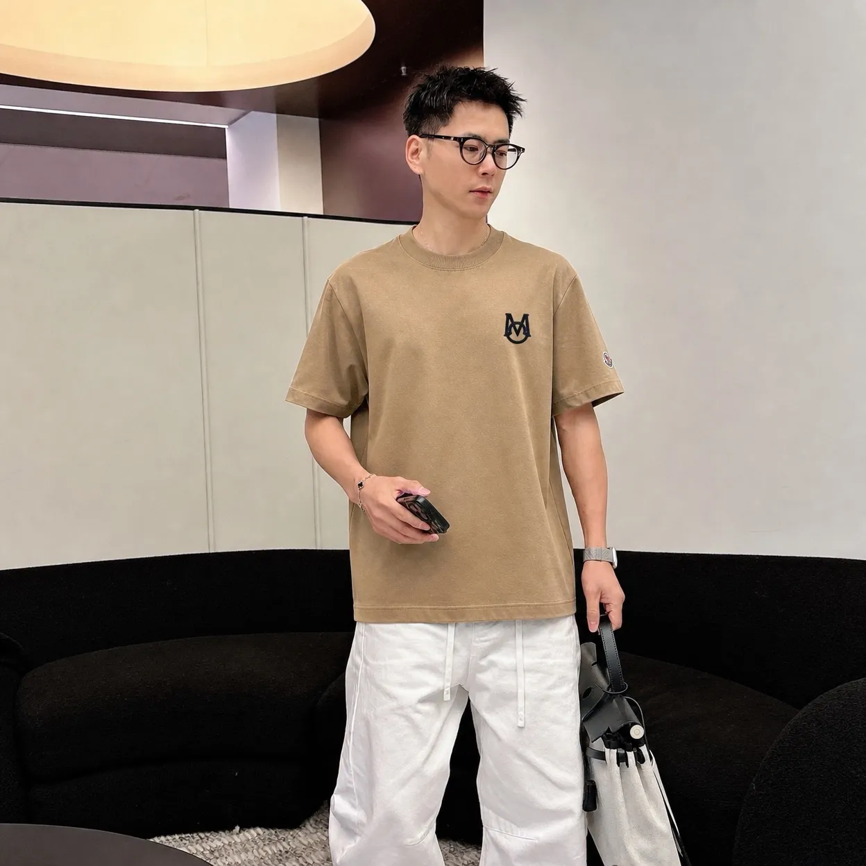 moncle～ logo 《 》7a tee ， Same Style ， : Black White Coffee Brown Size：S（90-130 ） M（125-150 ） L（135-165 ） XL（160-190 ） XXL（185-220 ）